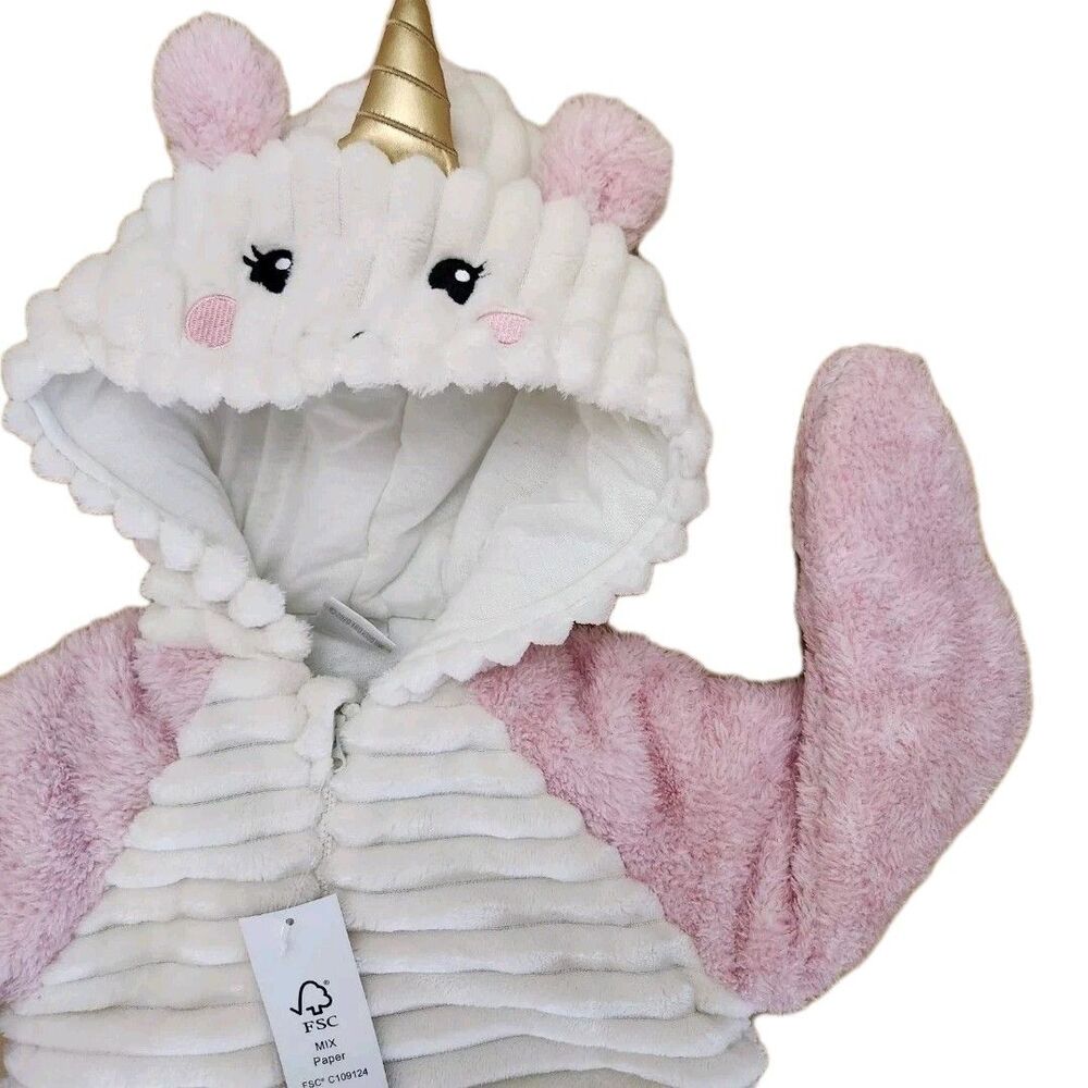 Koala Baby 9-12 Month Unicorn Plush Pram Outfit Lined 1pc Zip Hoodie Coverall